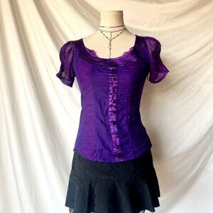Vintage Purple Button Up flowy blouse